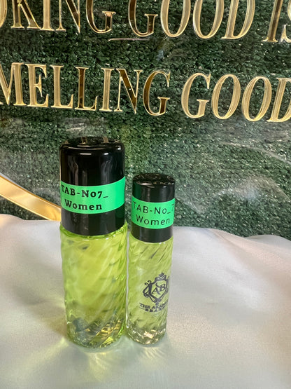 Perfume oil TAB NO 7(women)25ml+10ml this fragrance oil is described as sophisticated with notes of peach, apricot, sandalwood, cedar, amber, and musk