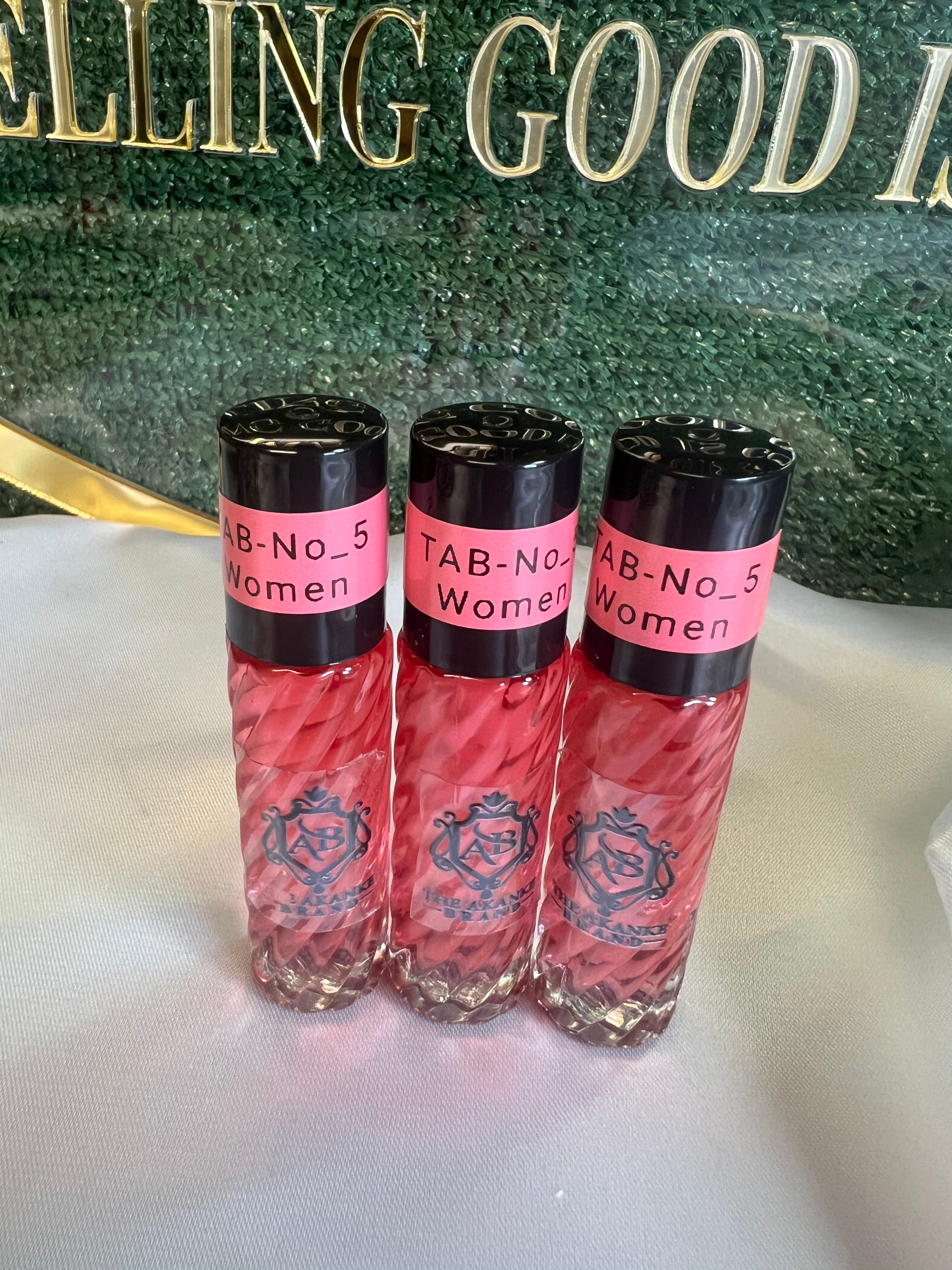 Perfume oil TAB NO5(women)10ml 3pcs Fruitand Quince; middle notes are Peony and Freesia; base notes are Sugar, Almond Cream, Amber, Sandalwood and Musk