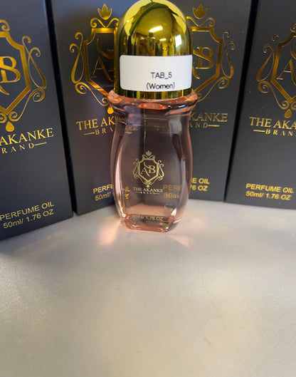 Perfume oil TAB NO5(women)50ml Fruitand Quince; middle notes are Peony and Freesia; base notes are Sugar, Almond Cream, Amber, Sandalwood and Musk