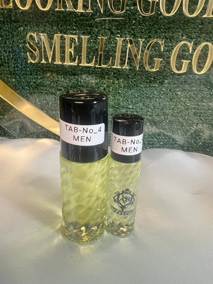 Perfume oil TAB NO4(men)25ml+10ml Perfume oil-Top notes are Lemon, Bergamot, Neroli and Rose de Mai; middle notes are Hyacinth, Cedar, Clary Sage and Geranium; base notes are Tonka Bean, Musk and Amber.