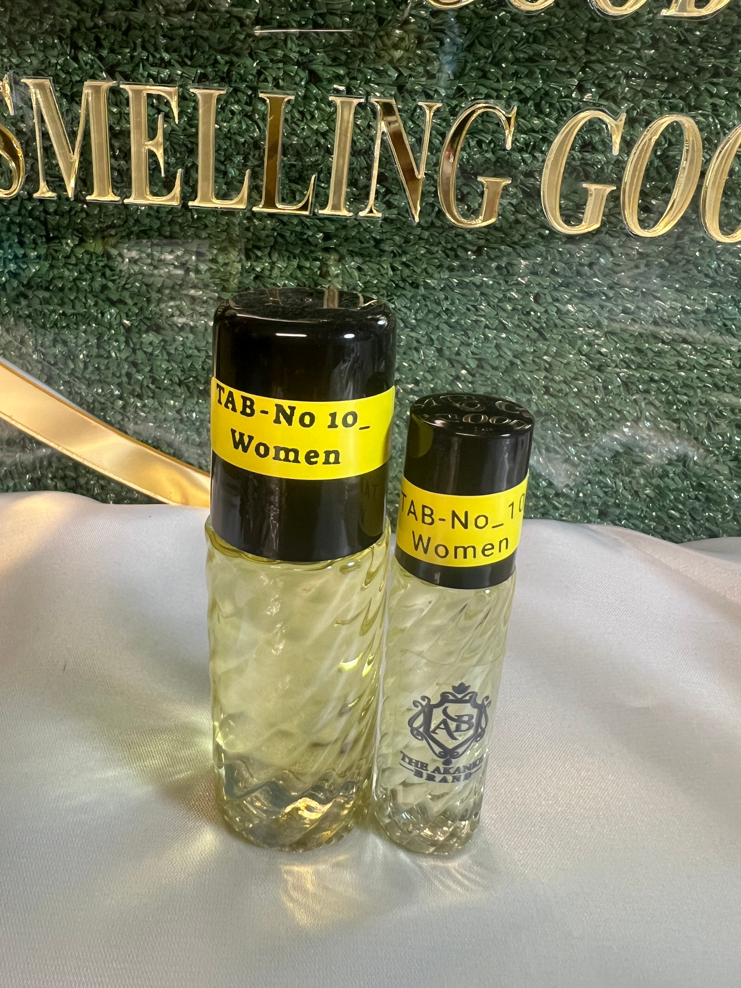 Perfume oil TAB NO 10(women)25ml+10ml Perfume oil notes are Iris, Jasmine, Rose, Orris Root and Lily-of-the-Valley; base notes are Civet, Musk, Sandalwood, Amber, Moss, Vanilla, Vetiver and Patchouli