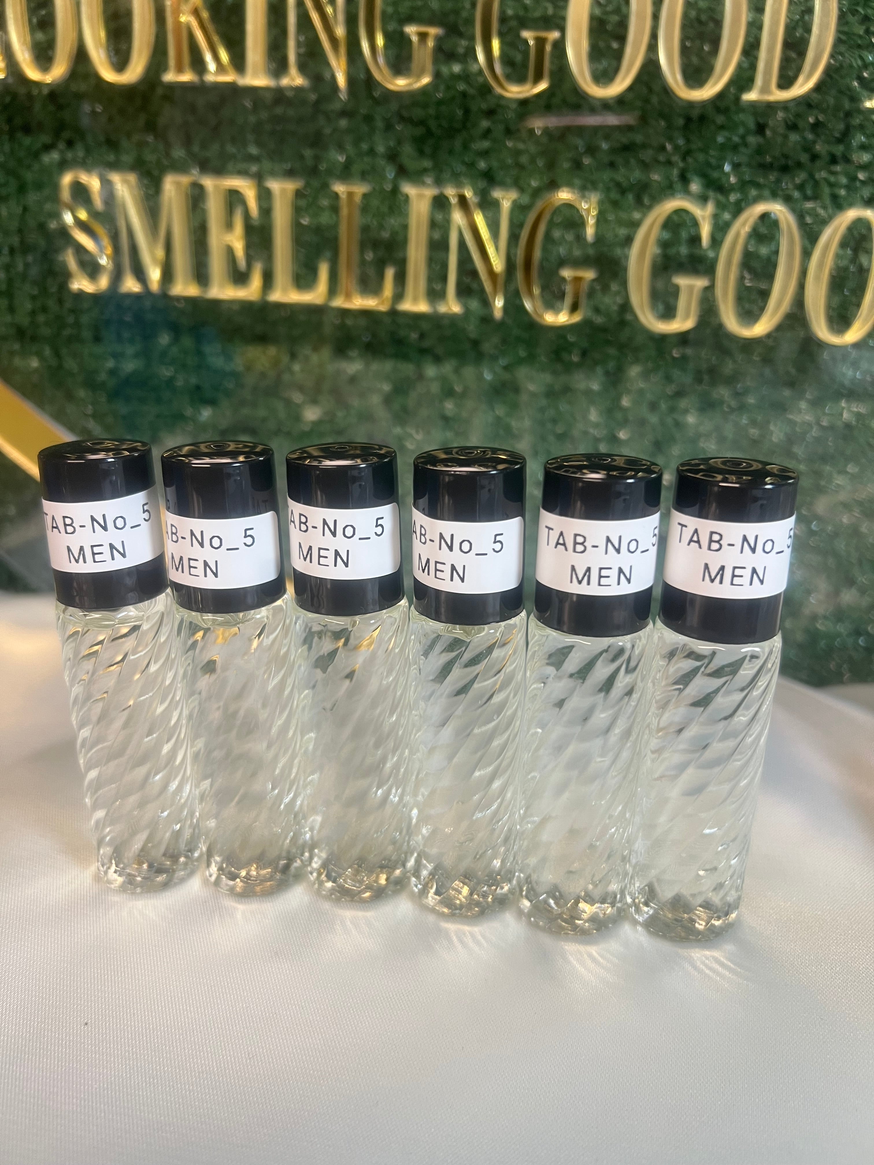 Perfume oil TAB NO5(men)10ml 6pcs top notes of orange blossom and bergamot, middle notes of cedar, sage, and pepper, and base notes of sea moss, amber, and vetiver