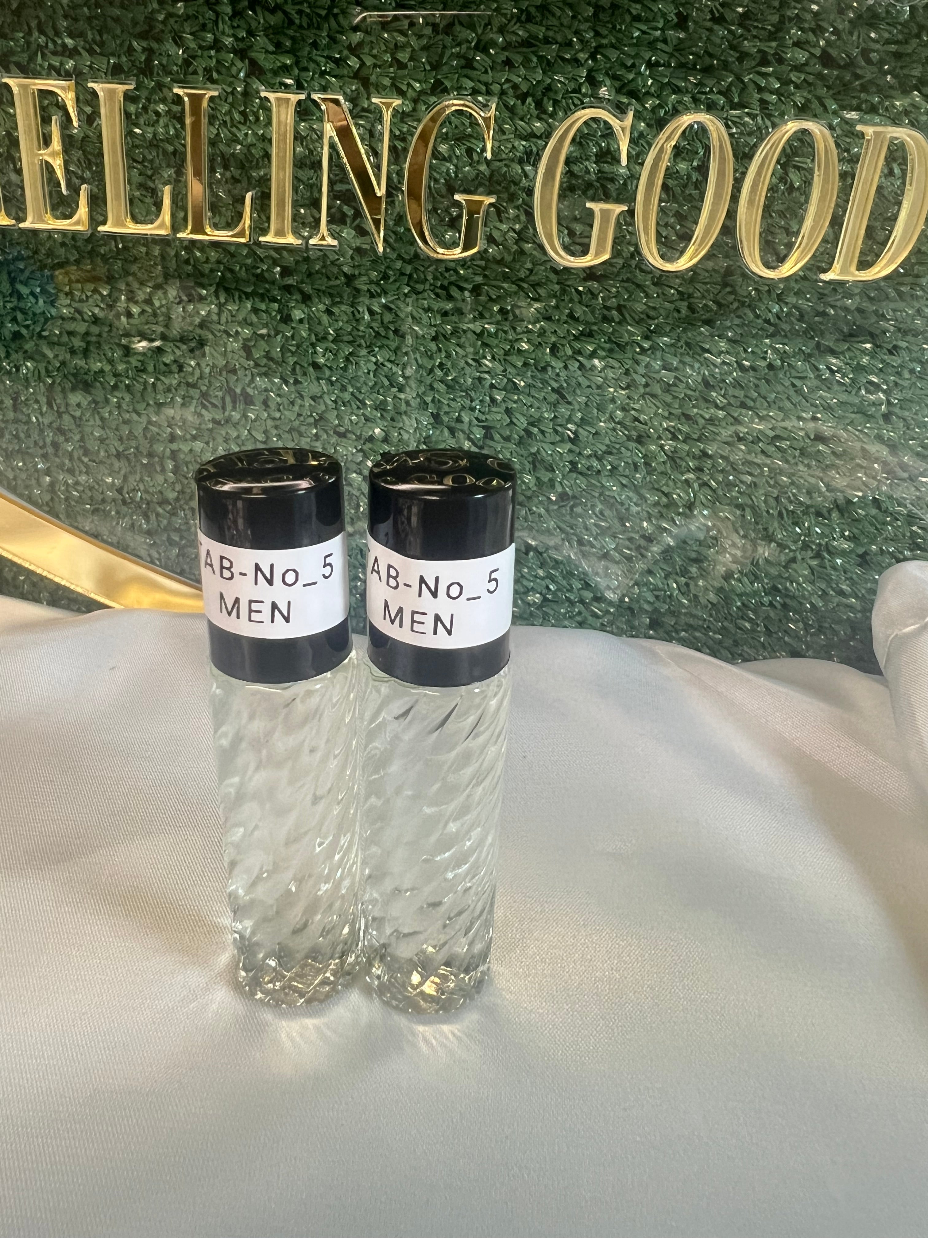 Perfume oil TAB NO5(men)10ml 2pcs top notes of orange blossom and bergamot, middle notes of cedar, sage, and pepper, and base notes of sea moss, amber, and vetiver