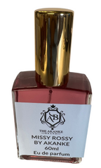 MISSY ROSSY  This fragrance contains top note of Bergamot, blackcurrant leaves, apple, pineapple.middle notes of Pink berries, birch, patchouli, jasmine and Musk, oakmoss, ambergris, vanilla. MISSY ROSSY BY AKANKE