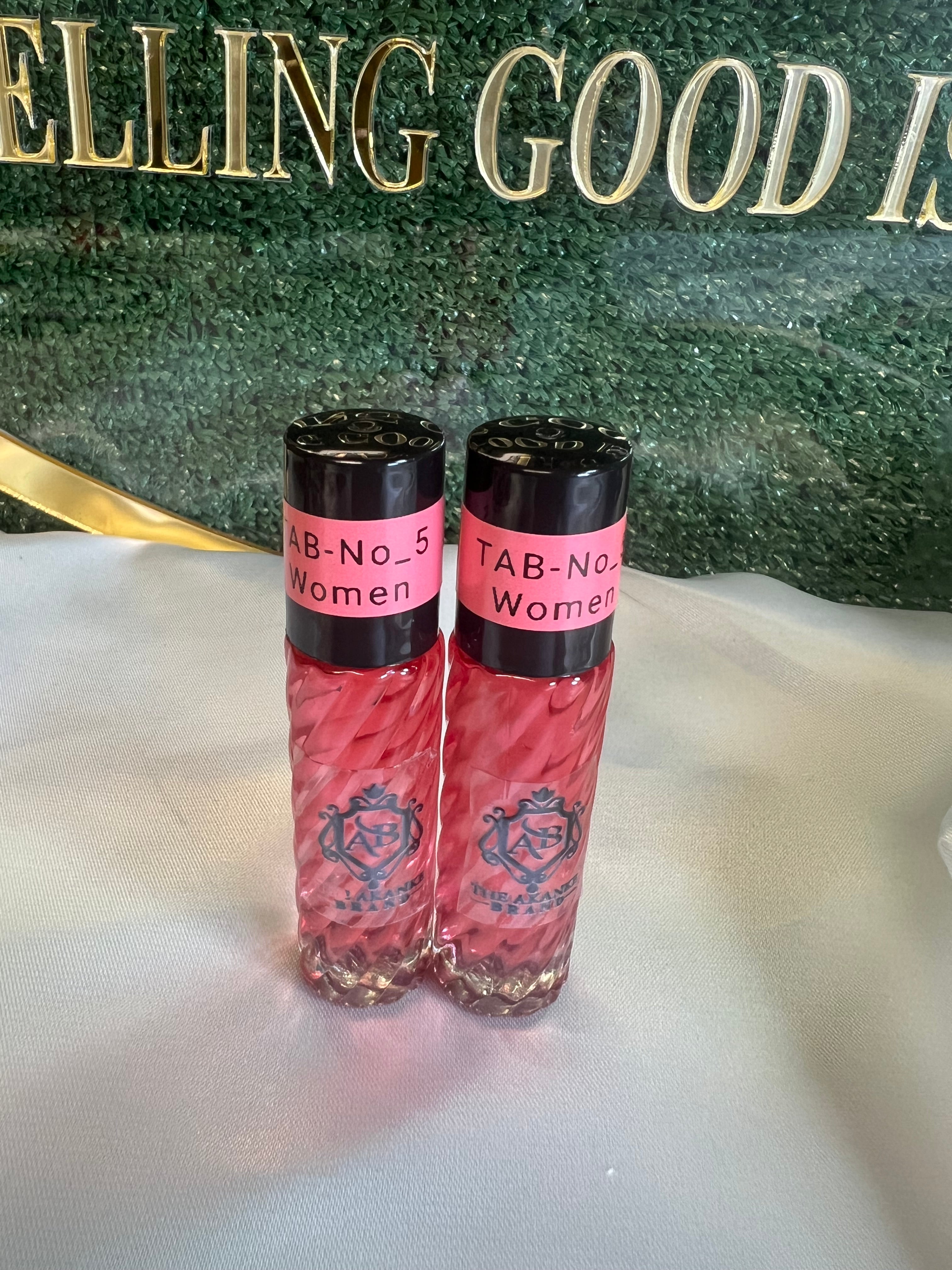 Perfume oil TAB NO5(women)10ml 2pcs  Fruitand Quince; middle notes are Peony and Freesia; base notes are Sugar, Almond Cream, Amber, Sandalwood and Musk