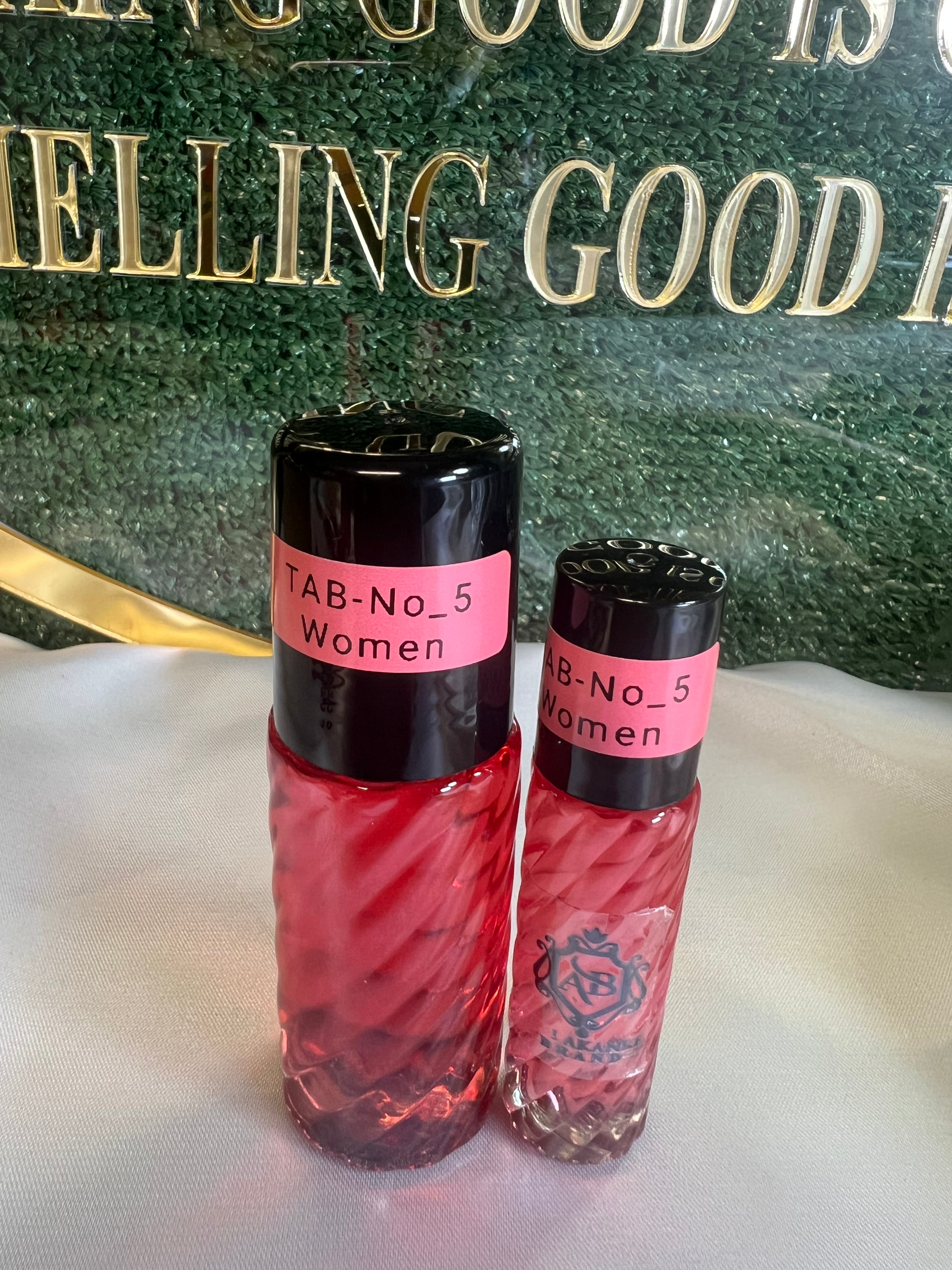 Perfume oil TAB NO5(women)25ml+10ml Fruitand Quince; middle notes are Peony and Freesia; base notes are Sugar, Almond Cream, Amber, Sandalwood and Musk