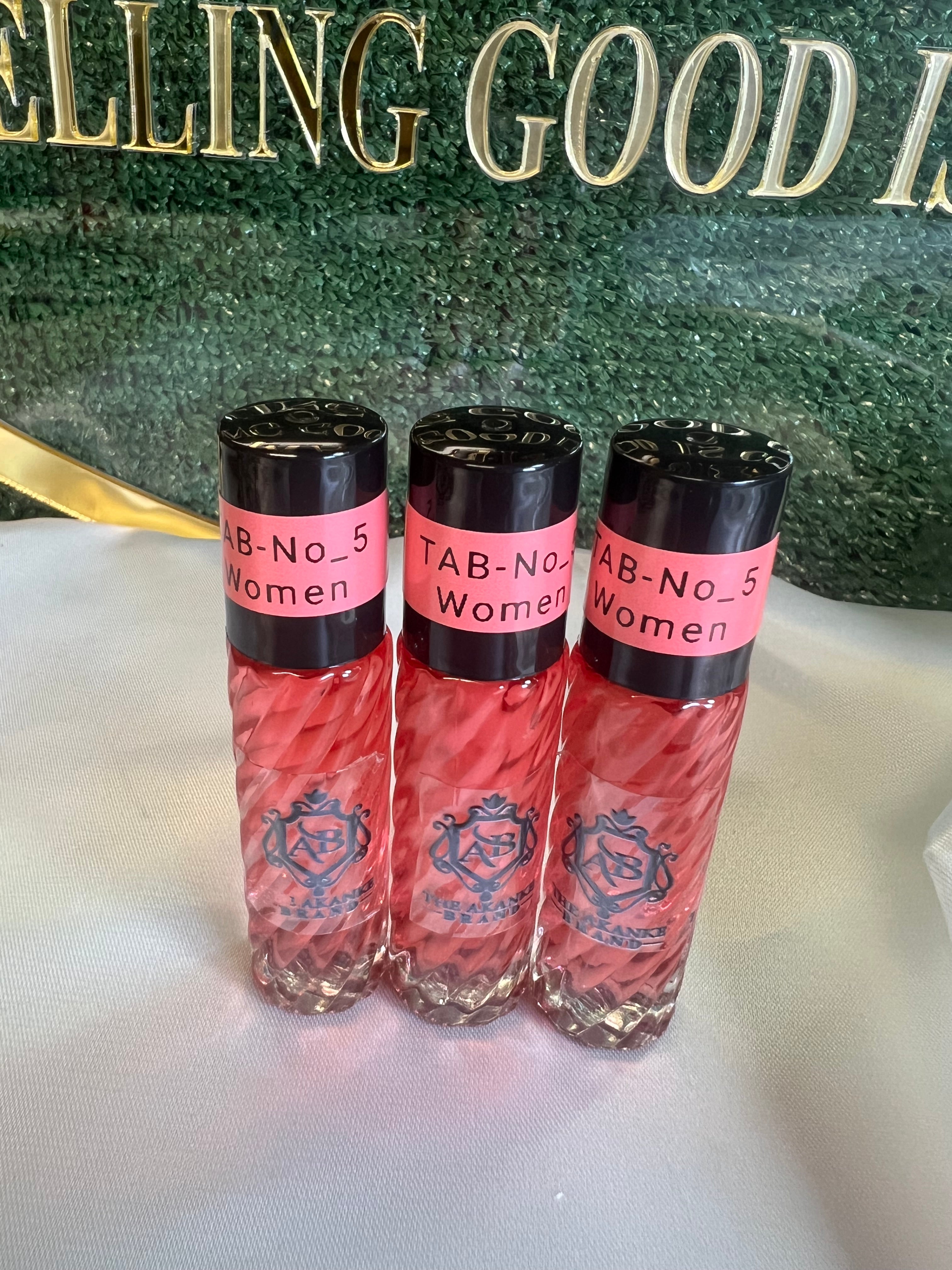 Perfume oil TAB NO5(women)10ml 3pcs Fruitand Quince; middle notes are Peony and Freesia; base notes are Sugar, Almond Cream, Amber, Sandalwood and Musk