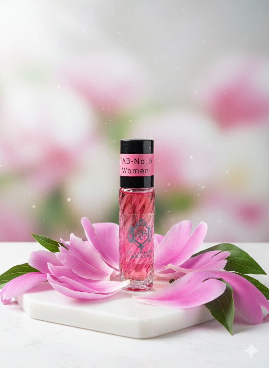 Perfume oil TAB NO5(women)10ml Fruitand Quince; middle notes are Peony and Freesia; base notes are Sugar, Almond Cream, Amber, Sandalwood and Musk