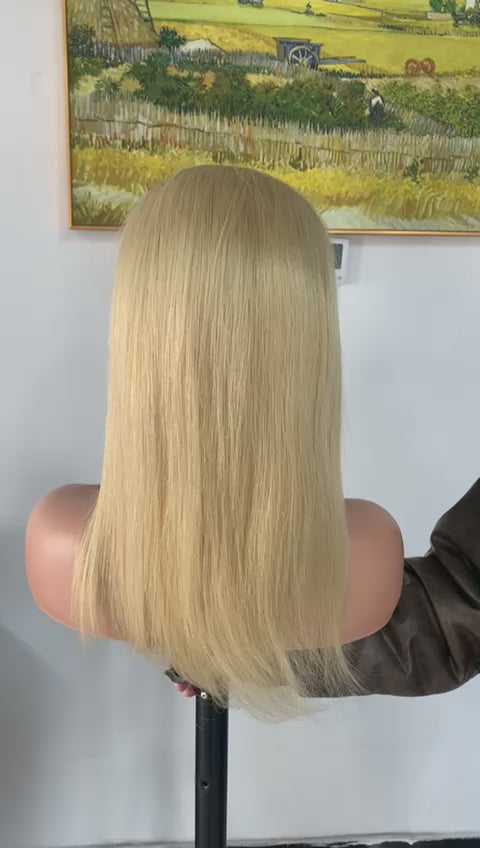 Blonde natural raw human hair 10inch