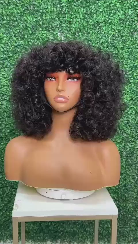 💯 human hair bang curls